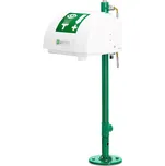 Oční sprcha se záchytnou miskou a krytem, zelená, montáž k podlaze, BR 852085