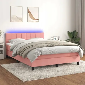 Postel Dřevěná manželská postel VidaXL 140x190 cm, růžová