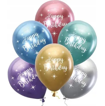 Balónek Id_5048 6x BALÓNKY HAPPY BIRTHDAY NAROZENINY NAROZENINOVÉ CHROM LESKLÉ