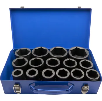 Nástrčné hlavice, úderové - průmyslové 1", 22 - 60 mm, 15 ks - ADLER AD-15D