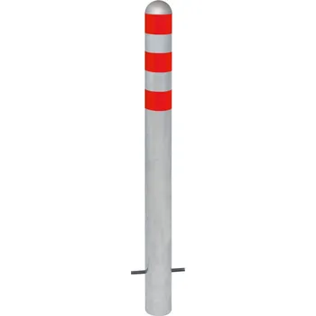 Dopravní značení Protinárazový sloupek pro nabíjecí stanice, z oceli, 800 mm, červené pruhy, k zabetonování