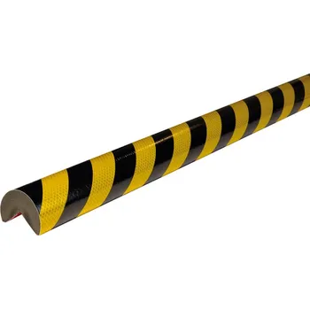 Stavební profil Ochrana rohů Knuffi® typ A+, samolepicí, délka 1 m, reflexní, Ø 60 mm, černo-žlutá