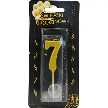 Dortová svíčka SVÍČKA ČÍSLICE "7" SEDMIČKA DEKORACE NA DORT ZLATÁ