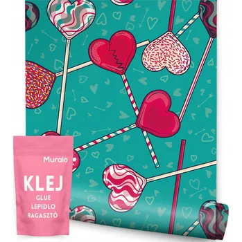 Fototapeta Tapeta do ložnice s barevnými lízátka Srdíčka