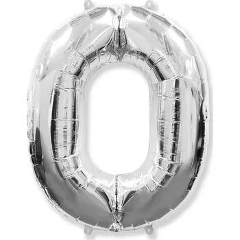 Balónek Číslice 0 stříbrná - 82cm