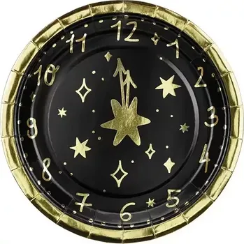 Talíř Papírové talířky Silvestr půlnoc 18 cm