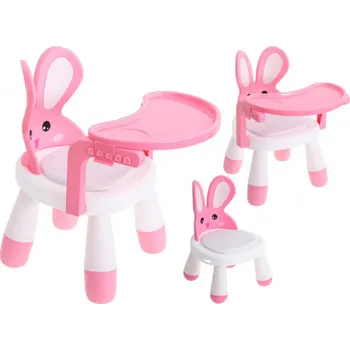 Jídelní židle Multifunkční dětská židle - Bunny Chair Růžová