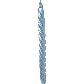 Svíčka Kónická svíčka kroucená metalická 25 cm - Baby Blue SVĚTLE MODRÁ - 1 kus