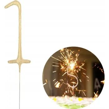 Dortová svíčka SVÍČKA PRSKAVKY ČÍSLICE 1 JEDNA DEKORATIVNÍ ZLATÁ SVÍČKA NA DORT