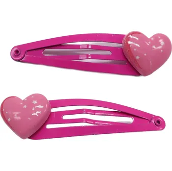 Růžové sponky se srdíčkem, 2 ks Barva: tmavě růžová