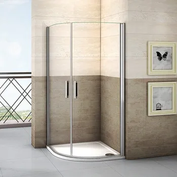 Čtvrtkruhová sprchová zástěna LUREN S2 90, čiré sklo, R550 včetně sprchové vaničky z litého mramoru