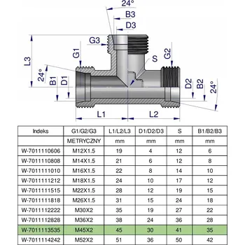 Posilovač řízení Hydraulický T-rozdělovač metrický BBB M45x2 35L (XT)