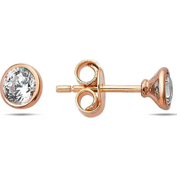 Náušnice Lillian Vassago Zlatá náušnice na puzetku se zirkonem 4 mm, jeden kus LLV98-GER158PS/01 Barva zlata: Růžová