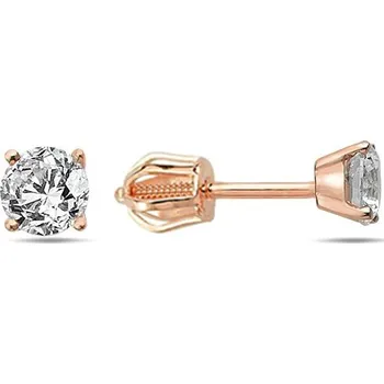 Náušnice Lillian Vassago Zlaté náušnice na šroubek zdobené zirkonem 4 mm LLV98-GER157ŠL Barva zlata: Růžová