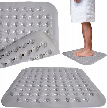 Obraz Prostiskluzová podložka šedá 43,5x43,5 do sprchy a vany s přísavky PVC