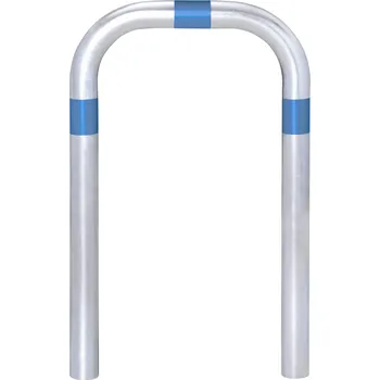 Zábradlí Protinárazový ochranný oblouk z oceli, zinkovaný, šířka 500 mm, modré pruhy, k zabetonování