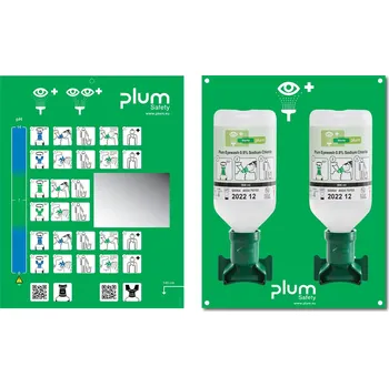 Lékárnička Držák na zeď se 2 láhvemi na vyplachování očí á 500 ml, roztok kuchyňské soli