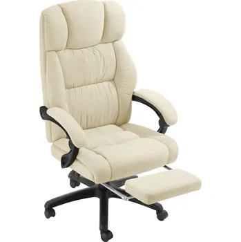 TecTake kancelářská židle Jillien s opěrkou nohou a potahem z veluru - béžová