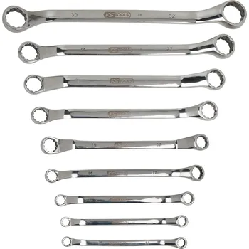 Klíč Dvojitý očkový klíč KS Tools, z nerezu, 9 kusů, zalomený, odolný vůči korozi a kyselinám