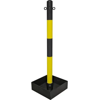 parkovací zábrana Výstražný vymezovací sloupek, žlutočerný, s ocelovým podstavcem k zatížení, 1000 mm
