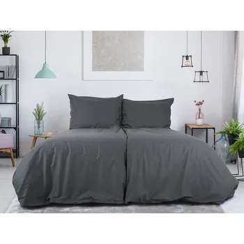 Povlečení B.E.S. - Petrovice, s.r.o. Povlečení BAVLNA Jednobarevné uzavírání ZIP - Antracitová Rozměr: 140 x 220 + 70 x 90