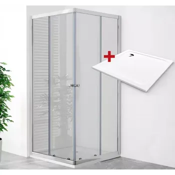 POINT Q ROCKY 90 Clear Čtvercový sprchový kout s mramorovou vaničkou