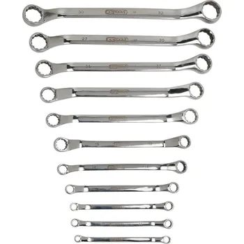 Klíč Dvojitý očkový klíč KS Tools, z nerezu, 11 kusů, zalomený, odolný vůči korozi a kyselinám