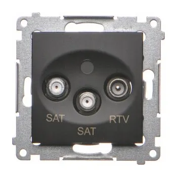 Elektrická zásuvka Anténní zásuvka dvojitá SAT-SAT-TV černá matná Simon 54 DASK2.01/49 Konta