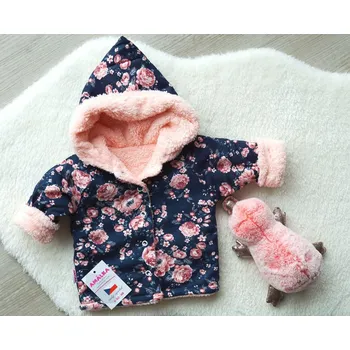 Kojenecká bunda AMÁLKA Zateplený kabátek, bunda tmavé květy Velikost: 74-80