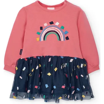 Dívčí oblečení Boboli Dívčí šaty BRIGHT CITY Barva: růžová s duhou, Velikost BOBOLI: 4 roky (104)