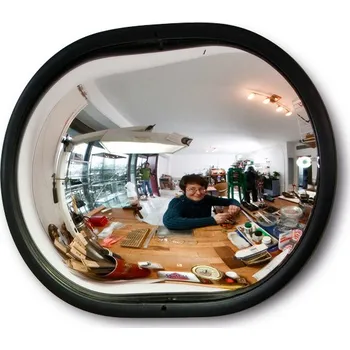 Bezpečnostní zrcadlo Pozorovací zrcadlo, akrylové sklo v černém rámu, pozorovací úhel 5 metrů