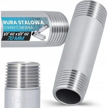 Vodovodní potrubí ZÁVITOVÁ TRUBKA 1/2'' VNĚJŠÍ ZÁVIT 70 mm Konektor, Objímka, Spojka, Pozinkovaná Ocel , EM