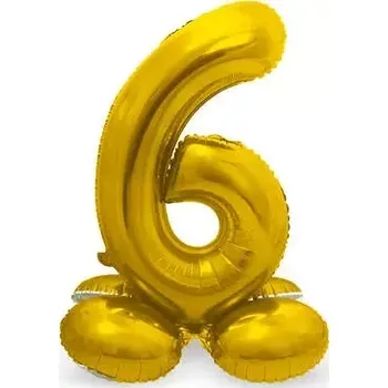 Balónek Stojící foliová číslice - zlatá 6 - 72 cm