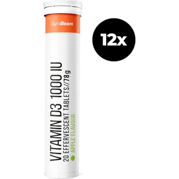 GymBeam Šumivý Vitamín D3 1000 IU 12 x 20 tab zelené jablko 12 x 20 tab