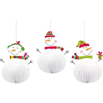 Závěsné pom pomy Sněhuláci 3 ks