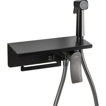 Vodovodní baterie Sapho Bidetová podomítková baterie sprškou a držákem WC papíru, gun metal TJ040GM