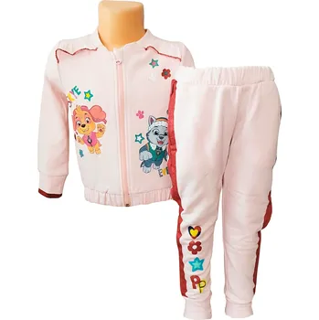 Sun City Dívčí tepláková souprava TLAPKOVÁ PATROLA s metalickými lampasy Růžová 98