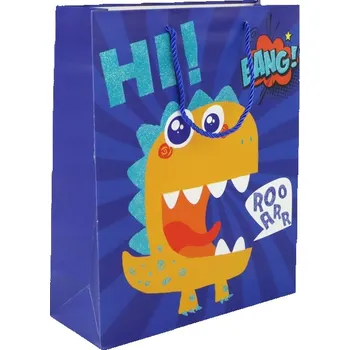 Dárková taška Dárková papírová taška tmavě modrá Dinosaurus 41,5 cm x 30 cm x 12 cm