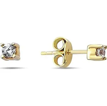 Náušnice Lillian Vassago Zlaté náušnice se zirkonem 2 mm, zapínání na puzetku LLV98-GER160P Barva zlata: Žlutá