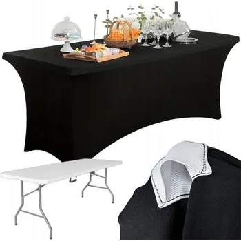 ubrus Černý potah na stůl, banketový cateringový, elastický ubrus