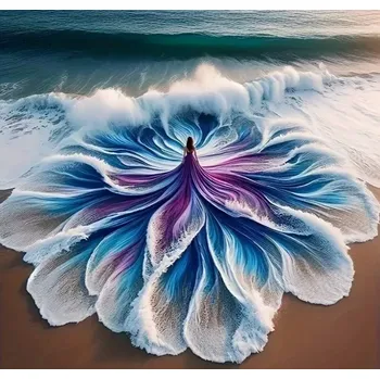 Diamantové malování Diamantové malování - Šaty z vln + perleťové kamínky (50 x 50)