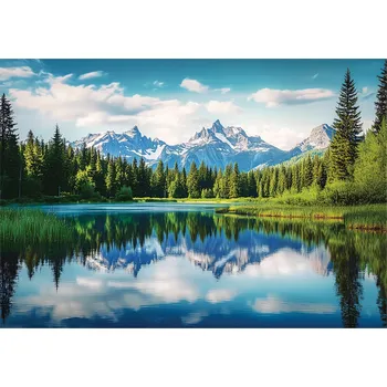 Fototapeta FOTOTAPETA 3D HORY LES JEZERO LOŽNICE OBÝVACÍ POKOJ TAPETA VLIESOVÁ 150x105