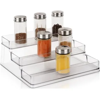 Sklenice Kuchyňská police 3-úrovňová, patrová, stojan na koření, lahve, sklenice