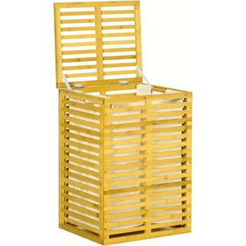 Koš na prádlo Bambusový koš na prádlo, s víkem, objem 90 l, přírodní, STYLE