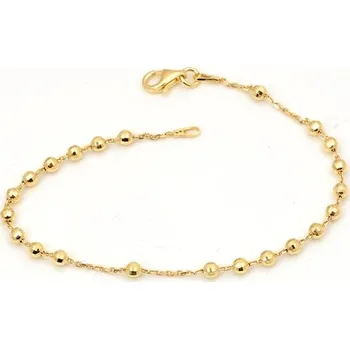 Náramek Dámský stříbrný pozlacený náramek kuličkový 17 cm 69388F