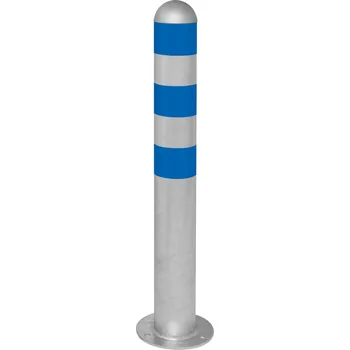 Dopravní značení Protinárazový sloupek pro nabíjecí stanice, z oceli, 800 mm, modré pruhy, k přišroubování