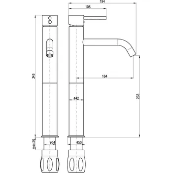 Vodovodní baterie SEINA - Umyvadlová vysoká baterie bez výpusti, Stará mosaz - bronz SE923.0SM, RAV Slezák Barva: Stará mosaz - bronz, Rozměr: 1/2"