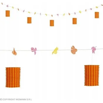 Girlanda s oranžovými lampiony a květinami 3 m