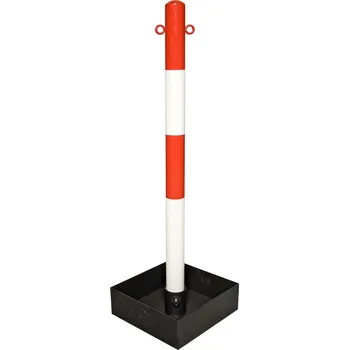 parkovací zábrana Výstražný vymezovací sloupek, červenobílý, s ocelovým podstavcem k zatížení, výška 1000 mm