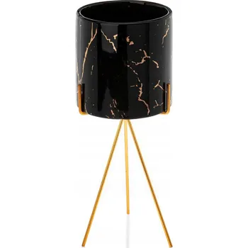 Květináč Květináč keramika bílá, černá, žlutá HowHomely 13 cm x 13 x 32 cm